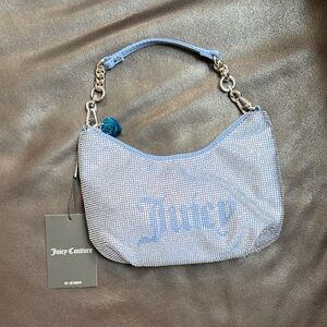 Juicy Couture Light Blue Crystal Mini Shoulder Bag with Chain Handle